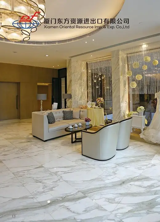 Luxury lobby floor stone installation